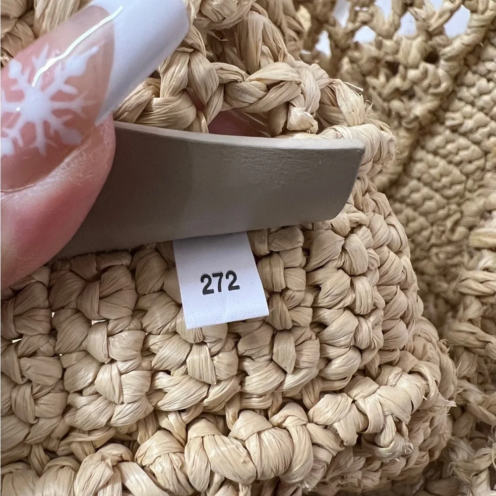 Prada Beige Crochet Tote Bag with Black Logo